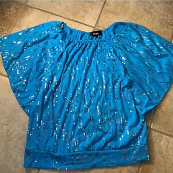 BCX Girl Turquoise Sequined Top! - Picture 5 of 7